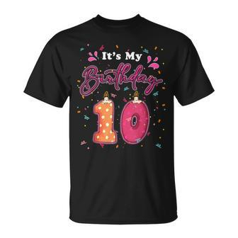 Its My 10Th Birthday Doughnut Happy 10 Years Old Girl Kids T-Shirt - Seseable