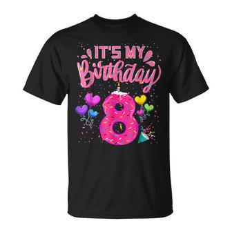 Its My 8Th Birthday Doughnut Happy 8 Years Old Girl Kids T-Shirt - Seseable
