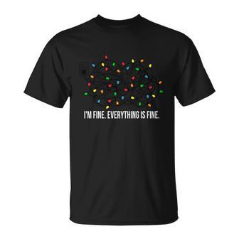 Its Fine Im Fine Everything Is Fine Teacher Xmas Lights Unisex T-Shirt - Monsterry UK
