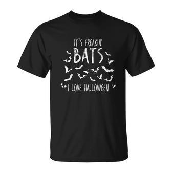 Its Freakin Bats I Love Halloween Quote Meme T-shirt - Thegiftio UK