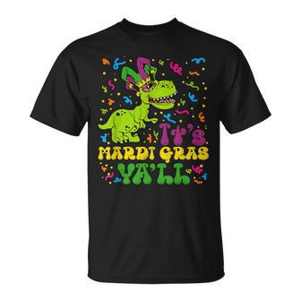 Its Mardi Gras Yall Dinosaur Mardi Grawr Bead Costume T-Shirt - Seseable