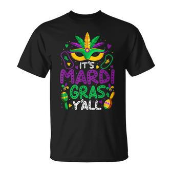 Its Mardi Gras Yall Mardi Gras Party Mask Costume V8 T-Shirt - Seseable