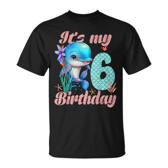 Its My 6Th Birthday Dolphin Shark 6 Year Old Sea Fish Ocean Unisex T-Shirt | Mazezy