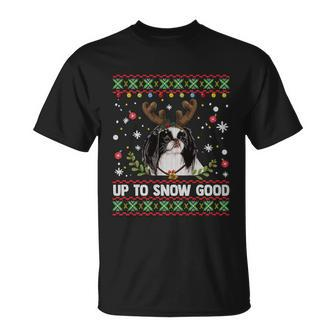 Japanese Chin Dog Reindeer Ugly Christmas Sweater Cool Gift Unisex T-Shirt - Monsterry UK