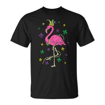 Jester Pink Flamingo Bird Animal Cute Mardi Gras Carnival V5 T-Shirt - Seseable