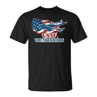 Graphic Jet American Flag Usaf Thunderbird T-Shirt - Seseable