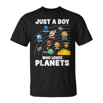 Just A Boy Who Loves Planets Solar System Astrology Space Unisex T-Shirt | Mazezy