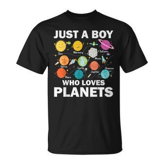 Just A Boy Who Loves Planets Solar System Astrology Space Unisex T-Shirt | Mazezy