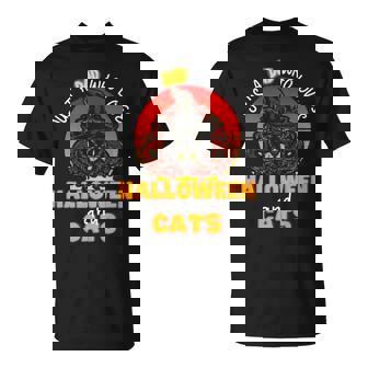 Just A Dad Who Loves Halloween And Cats Black Cat Halloween Cat Dad Unisex T-Shirt | Mazezy