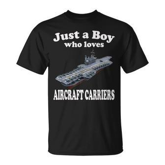 Just A Boy Who Loves Aircraft Carrier Uss Midway Adults Kids T-Shirt - Seseable