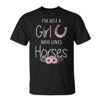 Just A Girl Who Loves Horses Horse Lover Cute T-shirt - Seseable