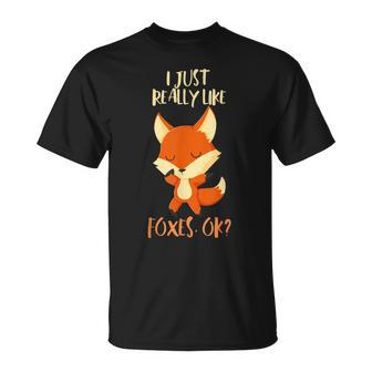 I Just Really Like Foxes Ok Kids Birthday Christmas T-shirt - Seseable