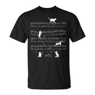 Katzen Katze Musik Noten Katzenliebhaber Kater Tier Geschenk T-Shirt - Seseable