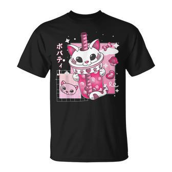 Kawaii Cat Boba Tea Bubble Japanese Anime Lover Girls Ns T-shirt - Thegiftio UK
