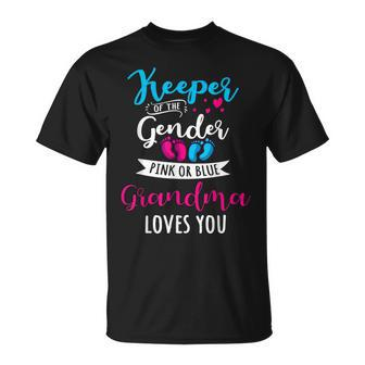 Keeper Of The Gender Grandma Loves You Baby Shower Family Unisex T-Shirt | Mazezy