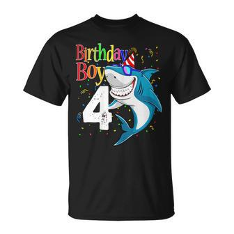 Kids 4Th Birthday Boy Shark Shirts 4 Jaw-Some Four Tees Boys Unisex T-Shirt | Mazezy