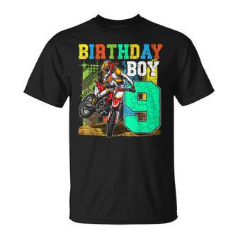 Kids 9 Years Old Kid Birthday Boy Dirt Bike Motorcycle Bday Unisex T-Shirt | Mazezy