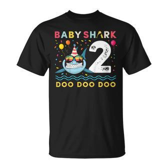 Kids Baby Shark Shirt Toddler 2Nd Birthday 2 Year Old Boy Or Girl Unisex T-Shirt | Mazezy