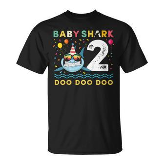 Kids Baby Shark Shirt Toddler 2Nd Birthday 2 Year Old Boy Or Girl V2 Unisex T-Shirt | Mazezy