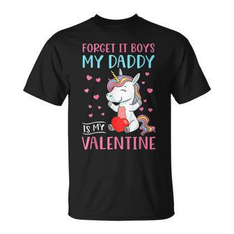 Kids My Dad Is My Valentine Unicorn Hearts Kids Girls T-Shirt - Seseable