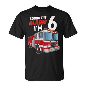 Kids Fire Truck Firefighter Boy 6Th Birthday 6 Years Old Unisex T-Shirt | Mazezy