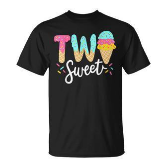 Kids Funny Kids Two Sweet Ice Cream Girls 2Nd Birthday Unisex T-Shirt | Mazezy