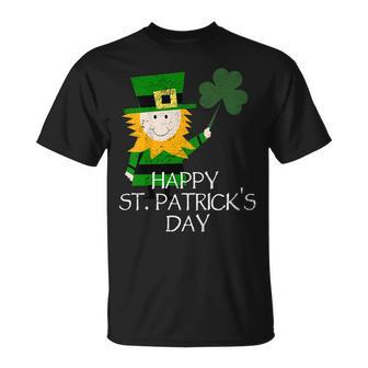 Kids Happy St Patricks Day Cute Leprechaun Boys Girls Gift Unisex T-Shirt | Mazezy