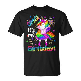 Kids Omg Its My 8Th Birthday Girls Unicorn 8 Years Old Outfit Unisex T-Shirt | Mazezy