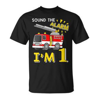 Kids Sound The Alarm Im 1 Year Old Fire Truck 1St Birthday Shirt Unisex T-Shirt | Mazezy