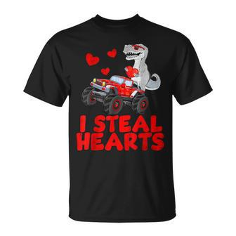 Kids I Steal Hearts Dinosaur Valentines Day For Baby Boys T-Shirt - Seseable