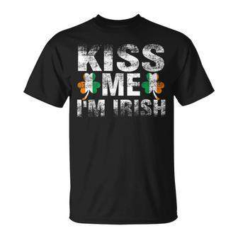 Kiss Me Im Irish Flag Saint Patrick Day Shamrock T-Shirt - Seseable