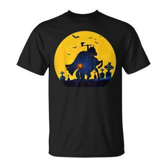 Klassisches Retro- „Kopfloser Reiter“ Sleepy Holloween Moon T-Shirt - Seseable