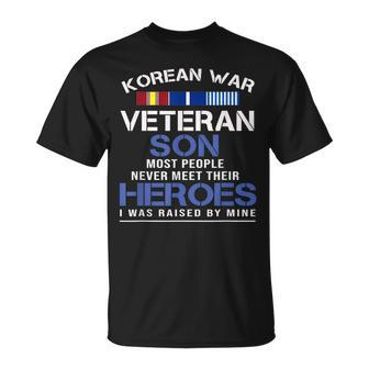 Mens Korean War Veteran Son Heroes I Was Raised By Mine T-shirt - Seseable