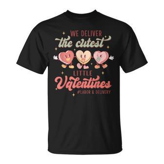 Labor And Delivery Tech L&D Valentines Day Groovy Heart T-Shirt - Seseable