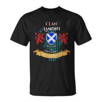 Lamont Scottish Family Clan Middle Ages Mischief Unisex T-Shirt | Mazezy