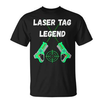 Laser Tag Legend Indoor Lasertag Squad Team Games Player Unisex T-Shirt | Mazezy