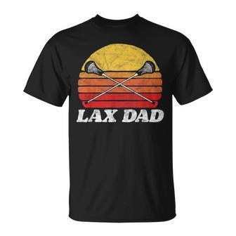 Lax Dad Vintage X Crossed Lacrosse Sticks 80S Sunset Retro T-Shirt - Seseable