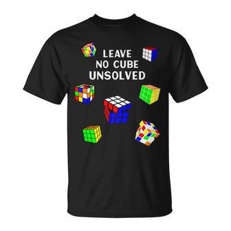 Leave No Cube Unsolved Math Lover Speed Cubing Puzzles T-Shirt - Seseable