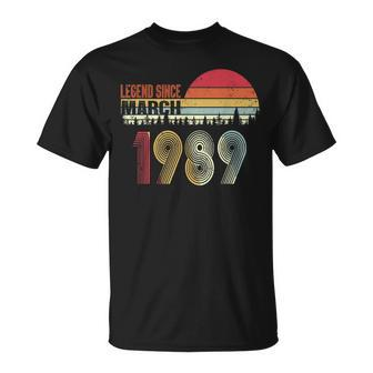 Legend Since March 1989 31St Birthday Gift 31 Years Old Unisex T-Shirt | Mazezy