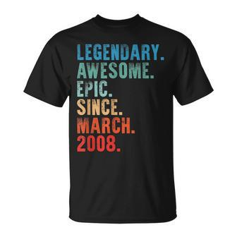Legendary Awesome Epic Since March 2008 Vintage Birthday T-Shirt - Seseable