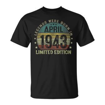 Legenden Wurden Im April 1943 Geschenk 80 Geburtstag Mann V10 T-Shirt - Seseable