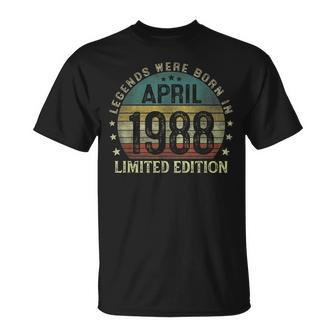 Legenden Wurden Im April 1988 Geschenk 35 Geburtstag Mann V6 T-Shirt - Seseable