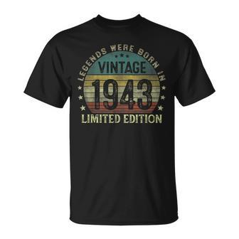Legends Were Born In 1943 80 Year Old Gifts 80Th Birthday Unisex T-Shirt | Mazezy
