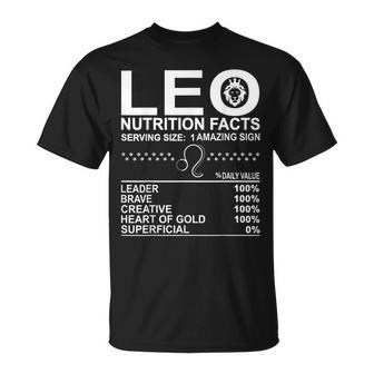 Leo Nutrition Facts July August Birthday Zodiac Sign Mom Dad T-shirt - Thegiftio UK