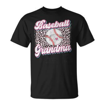Leopard Baseball Grandma Game Day Softball Mothers Day Gift For Womens Unisex T-Shirt | Mazezy