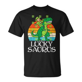 Leprechaun Trex Luckysaurus St Patricks Day Toddler Boys Kid T-Shirt - Seseable
