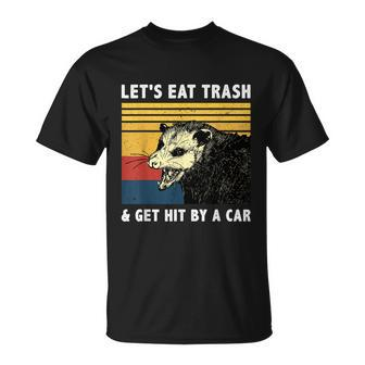 Lets Eat Trash & Get Hit By A Car Opossum Vintage Unisex T-Shirt - Monsterry UK