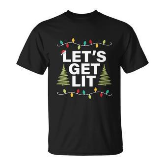 Lets Get Lit Funny Christmas Drinking Gift Unisex T-Shirt - Monsterry AU