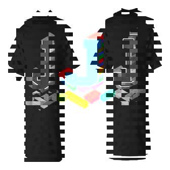 Letter J Master Builder Alphabet Last Name Building Blocks T-shirt - Thegiftio