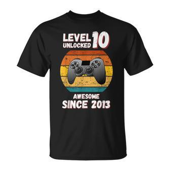 Level 10 Unlocked 10Yr Bday Funny Gamer 10Th Birthday Gaming Unisex T-Shirt | Mazezy